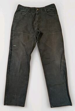 Arborwear Mens 36x32 Double Knee Canvas Work Pants Y2K Distressed Arborist Black